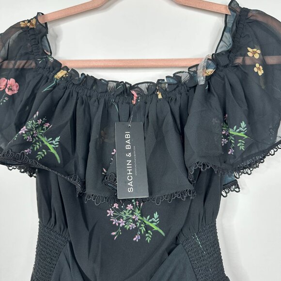 NWT SACHIN + BABI Nikki Dress in Dark Garden Off-the-Shoulder Maxi Long 2 - Picture 3 of 11